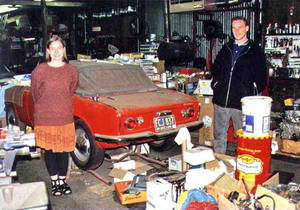 Elise & James in back of a rare Honda S600